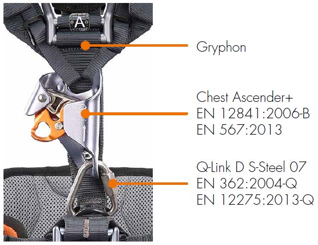 Climbing Technology Gryphon Ascender 6P Full Body Harness with Q/R Buckles - Size L to XL