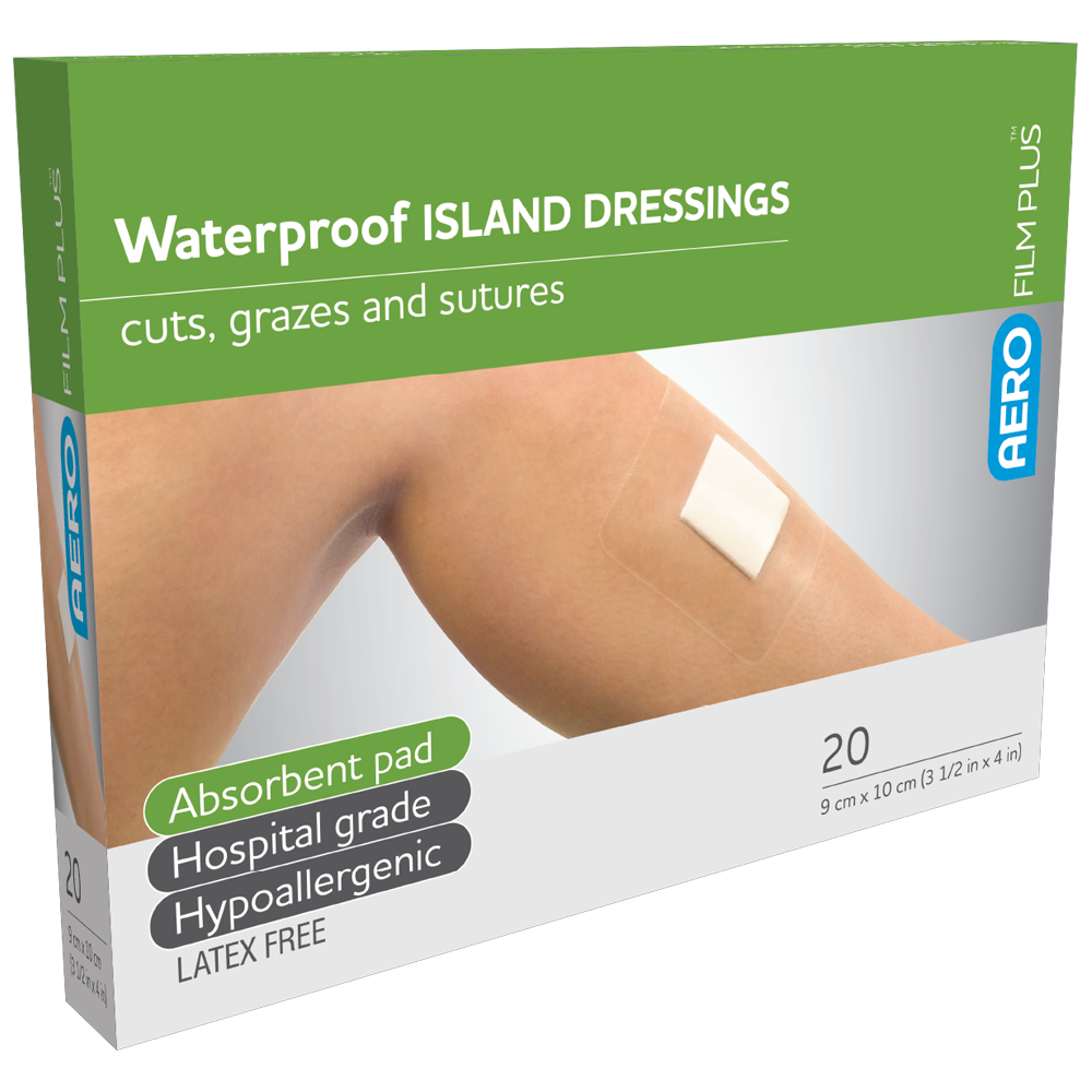 Aero Healthcare AEROFILM PLUS Waterproof Island Dressing 9 x 10cm  Box/20