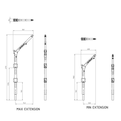 BTS PRO-6G Davit - 2.79m 4 piece c/w 2 x Quick Release Double Sided Universal Male Interface Bracket (50506)