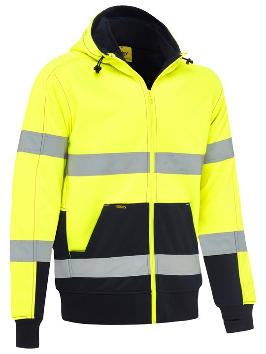 Bisley Taped Hi Vis Zip Fleece Hoodie with Sherpa Lining