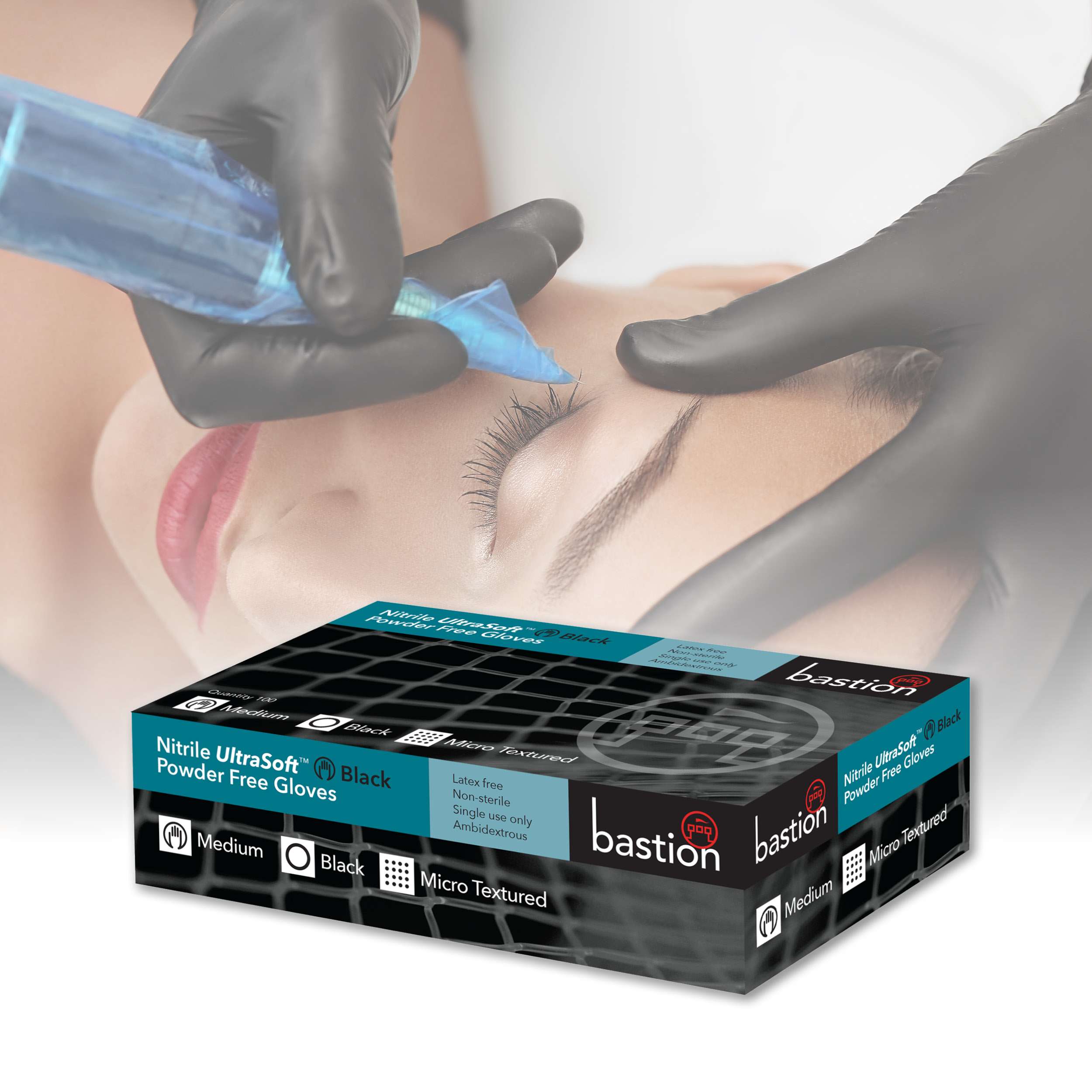 Bastion Nitrile  Ultra  Soft  Gloves  -  Powder  Free  -  Finger  Micro  Textured