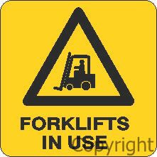 FORKLIFT IN USE CONE LABEL 200mm Self Stick Vinyl