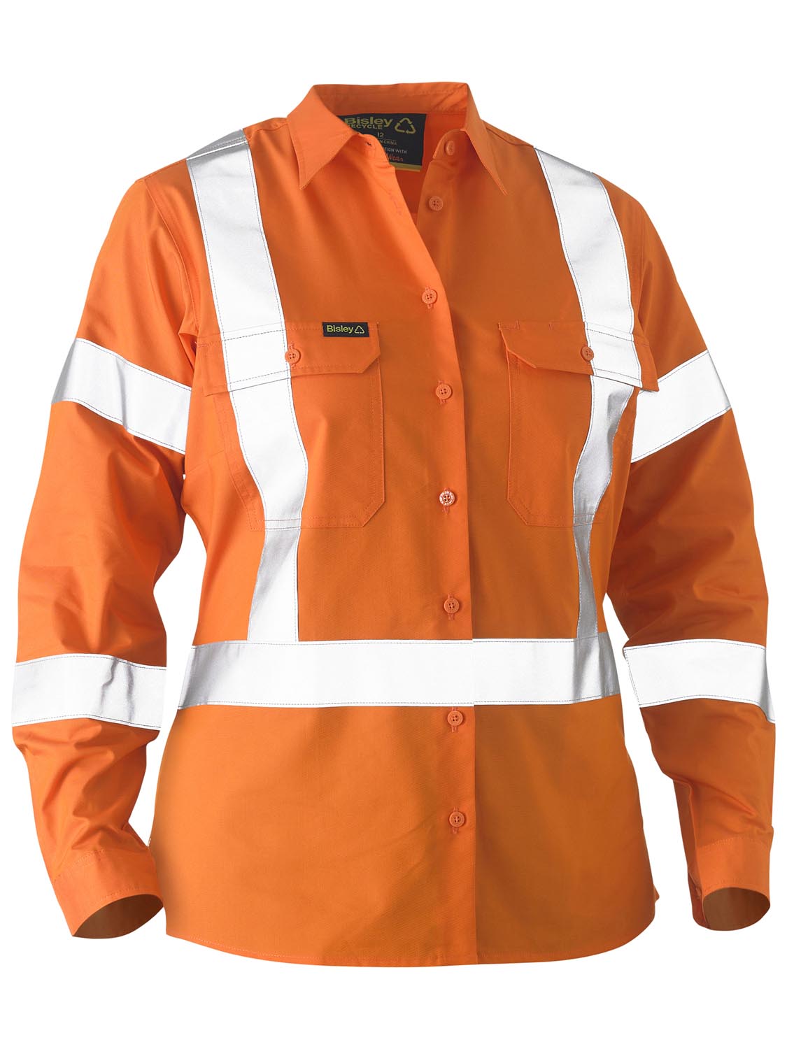 Bisley Bisley Recycle Women's X Taped Hi Vis Drill Shirt