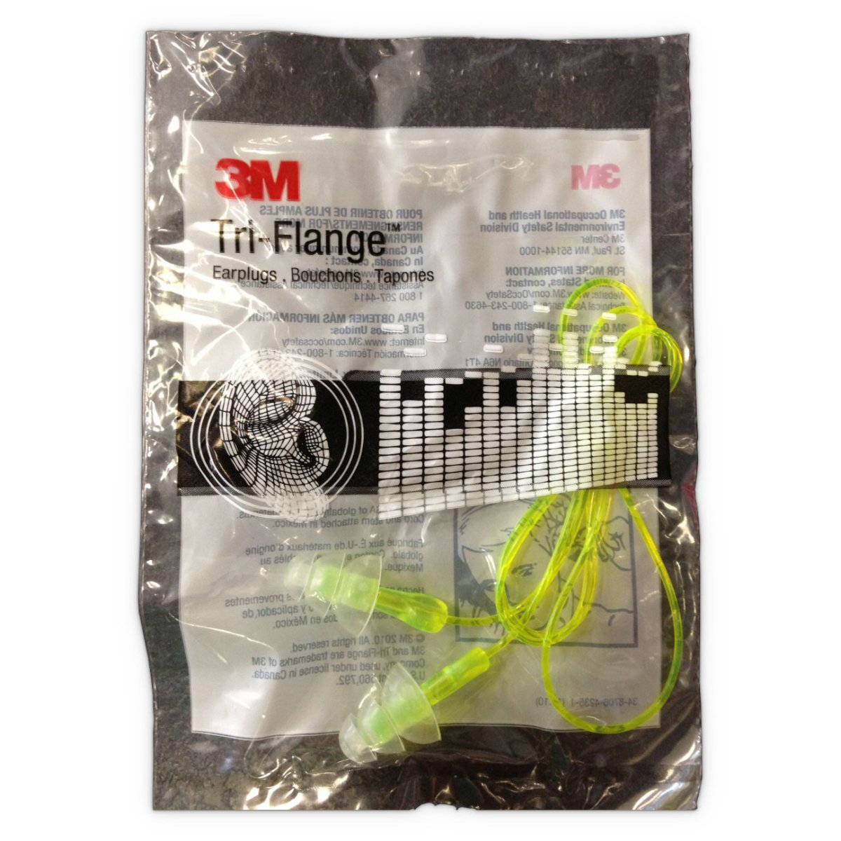 3M Tri-Flange Corded Earplugs 100 pairs/box