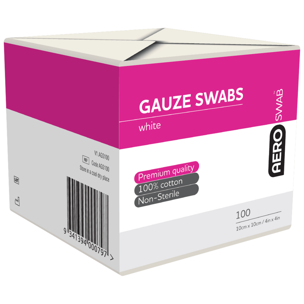 Aero Healthcare AEROSWAB Non-Sterile White Gauze Swab 10 x 10cm Pack/100 (8PLY)