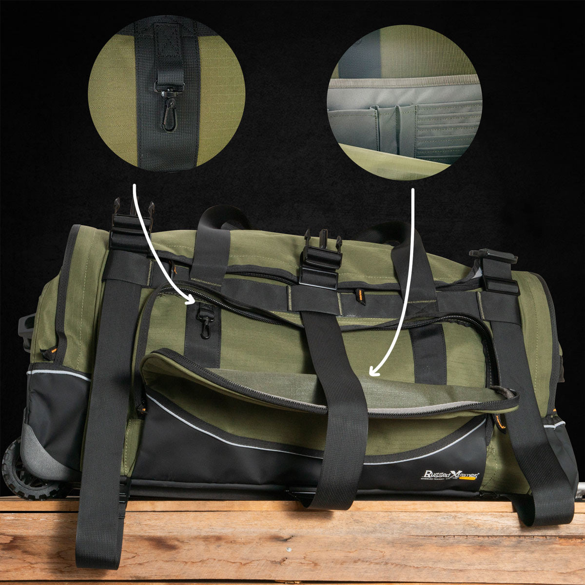 Rugged Xtremes Wheeled FIFO Transit Canvas Bag (Green)