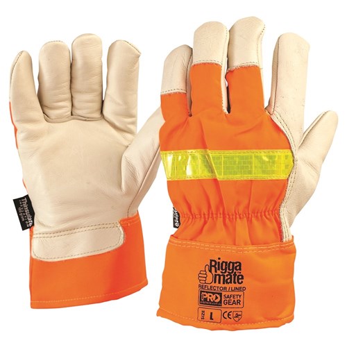 ProChoice Leather Glove RIGGAMATE Reflector Lined Large Cow Grain Palm (CGRTL)