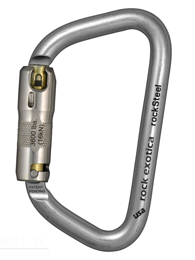 Rock Exotica rockSteel  Auto-Lock  Carabiner Triact Keylock - 45Kn