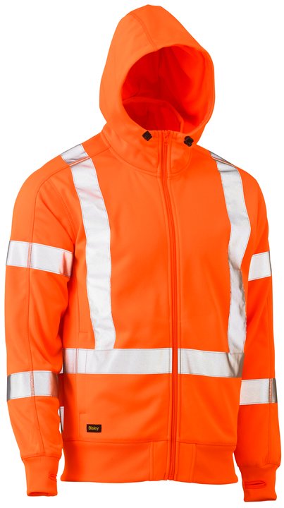 Bisley X Taped Hi Vis Zip Front Fleece Hoodie