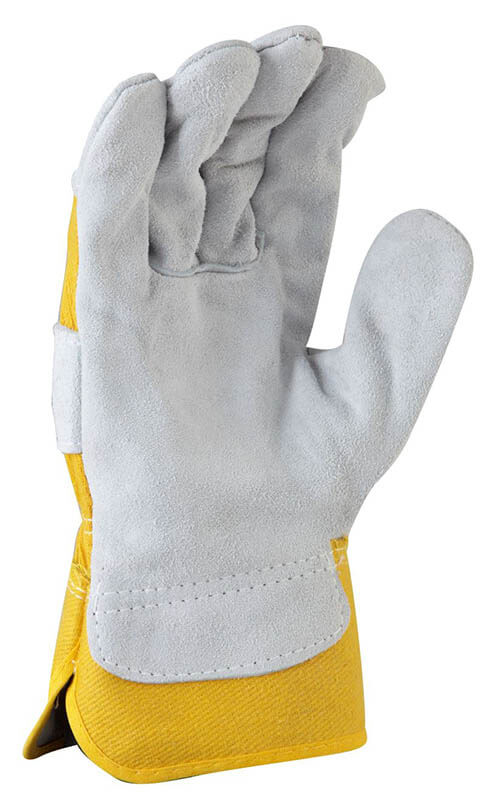 Maxisafe Grey Split Palm, Yellow Cotton Back Glove - Size Xlarge (12 Pairs)