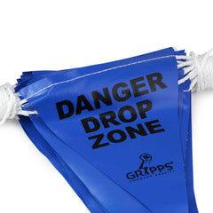 GRIPPS DANGER DROP ZONE' Bunting Safety Flags on Rope - Blue