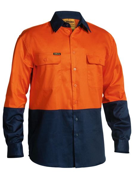 Bisley Hi Vis Closed Front Drill Shirt