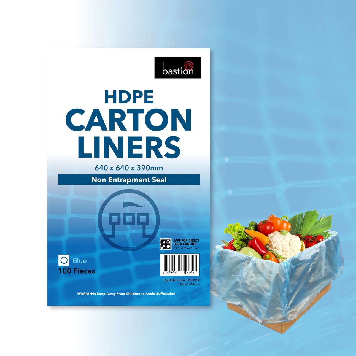 Bastion Carton Liner, HDPE, Blue  (Carton of 500)