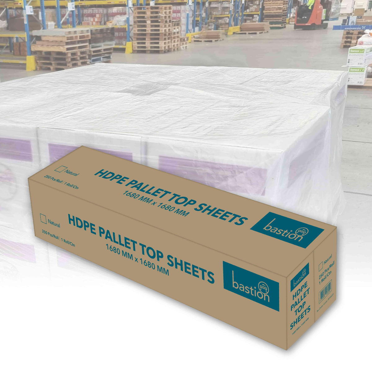 Bastion Pallet Top Sheets, 250 Pieces, Clear (Carton of 1)