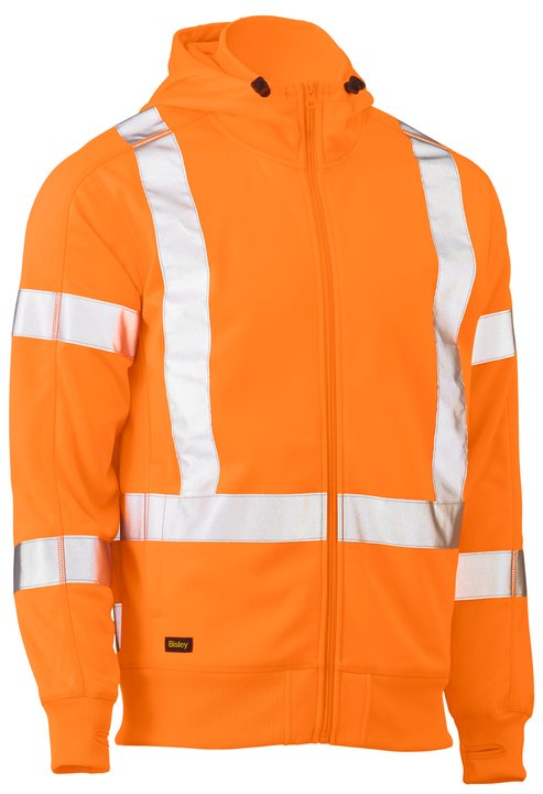 Bisley X Taped Hi Vis Zip Front Fleece Hoodie