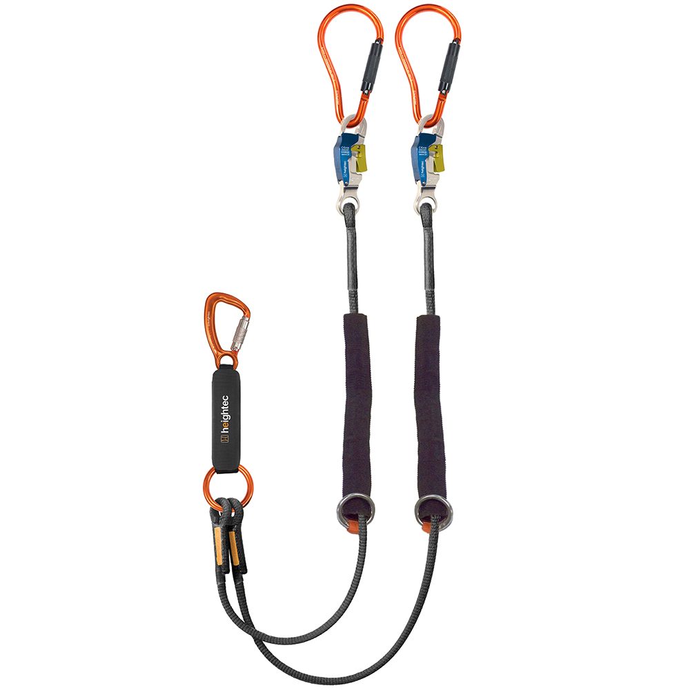 Heightec ELITE twin lanyard - tri-act 1.70m Steplock pear clip