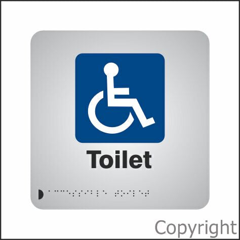 ACCESSIBLE TOILET 180x180mm Anodised Aluminium & Braille