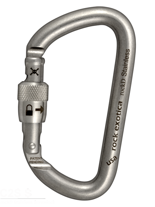 Rock Exotica rockD    Stainless Steel Screw-Lock  Carabiner - 41Kn