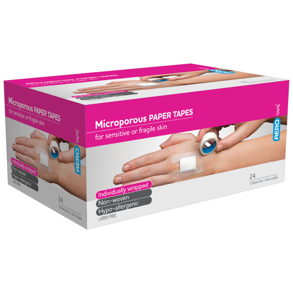 Aero Healthcare AEROTAPE White Microporous Paper Tape 1.25cm x 5M Box/24
