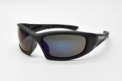 EYRES BERCY Matt & Shiny Black Frame Polarised Blue Mirror Lens