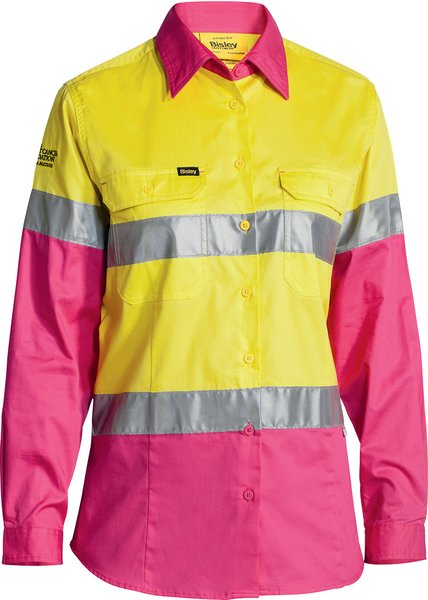 Bisley Women's Taped Hi Vis Cool Lightweight Drill Shirt (BL6696T)