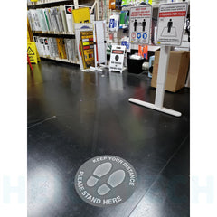 Keep Your Distance Social Distancing Anti Slip Floor Sign 400mm Poly (5911FG)