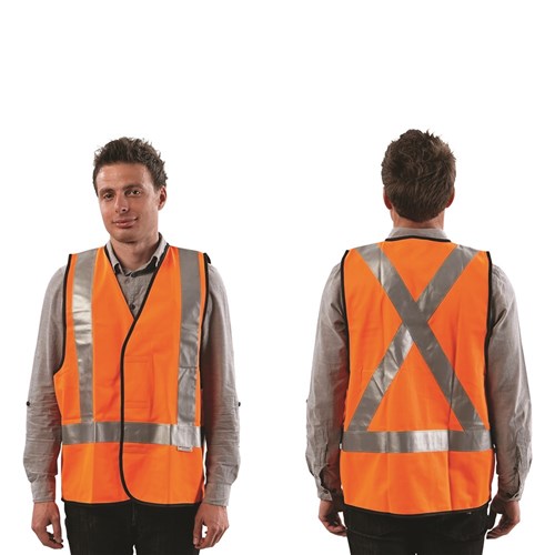 X-LARGE ProChoice Fluro Orange X Back Safety Vest - Day/Night Use (VDNOXL)