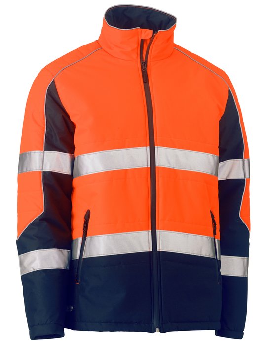 Bisley Taped Hi Vis Puffer Jacket with Stand Collar