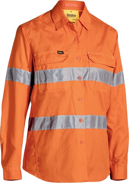 Bisley Women's X Airflow Taped Hi Vis Ripstop Shirt