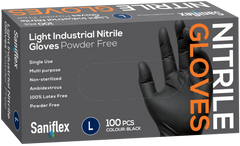 Saniflex Light Industrial Nitrile Gloves (Black, Carton of 10 Boxes)