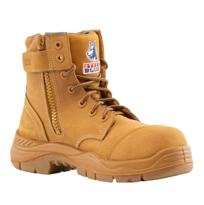 SIZE 12 Steel Blue Argyle WHEAT Zip Composite Toe Scuff Cap Safety Boot (317532)