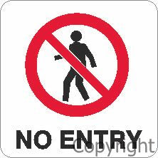 MISC CONE LABEL NO ENTRY 210mm Self Stick Vinyl