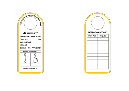 Austlift G80 Single Leg Chain Sling Tag S/Steel
