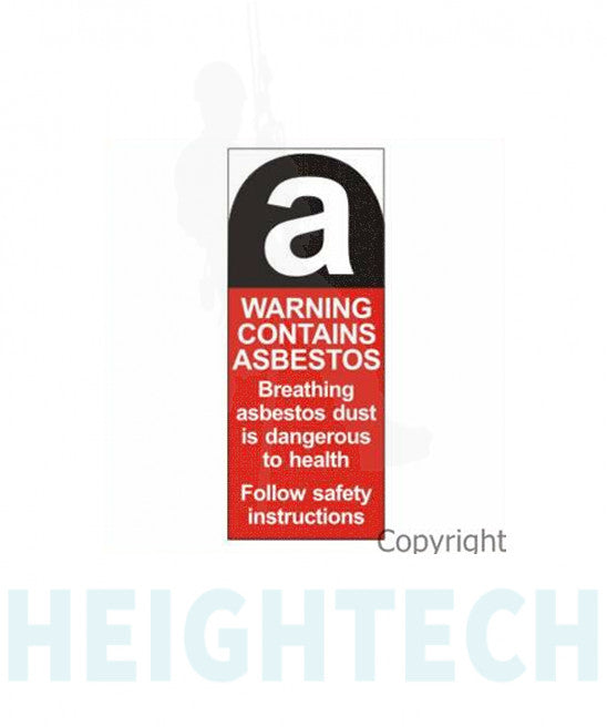 ASBESTOS WARNING LABELS (Pack of 5) Self Sticker Vinyl 60x150mm