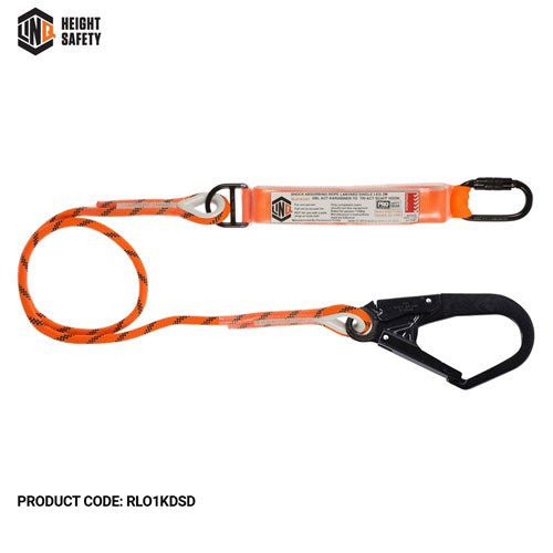 LINQ Single Leg Kernmantle 2M Shock Absorb Rope Lanyard