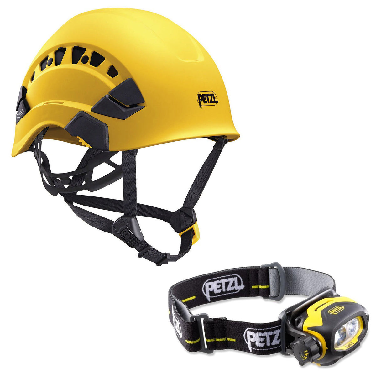 Petzl Vertex Vent Helmet Yellow (A010CA01) & Pixa 3 E78CHB2