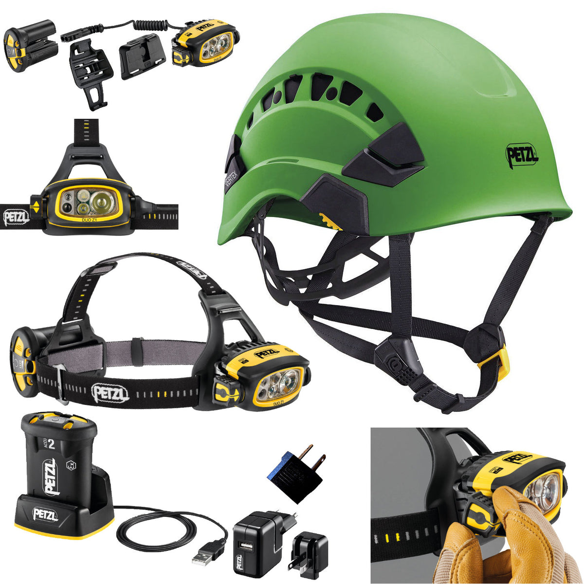 Petzl Vertex Vent Green Helmet &  DUO Z1 Headlamp