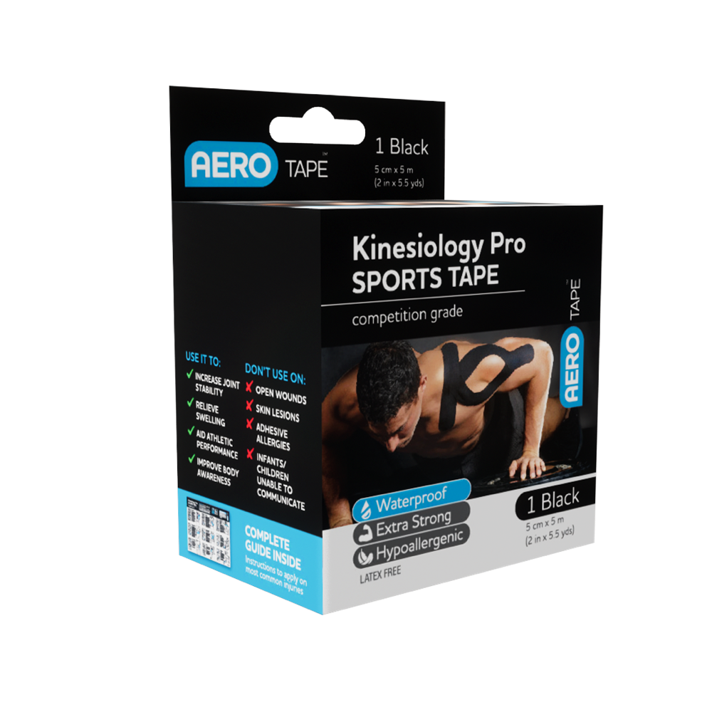 Aero Healthcare AEROTAPE Black Kinesiology Pro Sports Tape 5cm x 5m