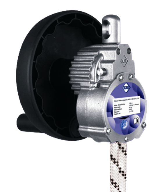 IKAR Controlled descent device with integral hoisting facility and automatic speed regulator