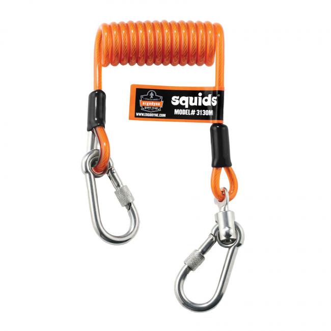 ERGODYNE SQUIDS 3130M COILED CABLE LANYARD, 2.26KG - ORANGE (19131)