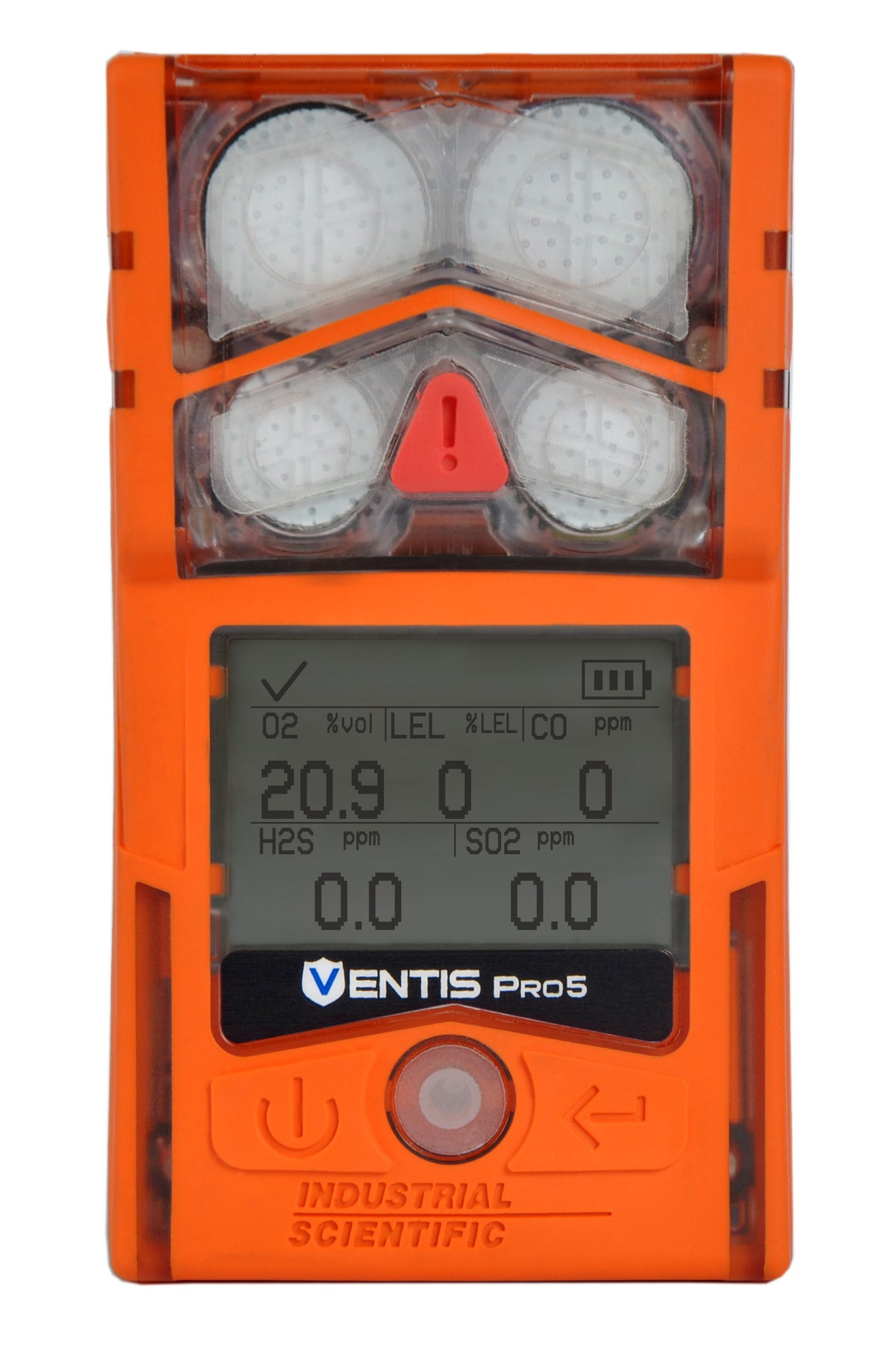 Ventis Pro5 5-Gas Detector Safety Orange H2S/CO/O2/LEL/SO2