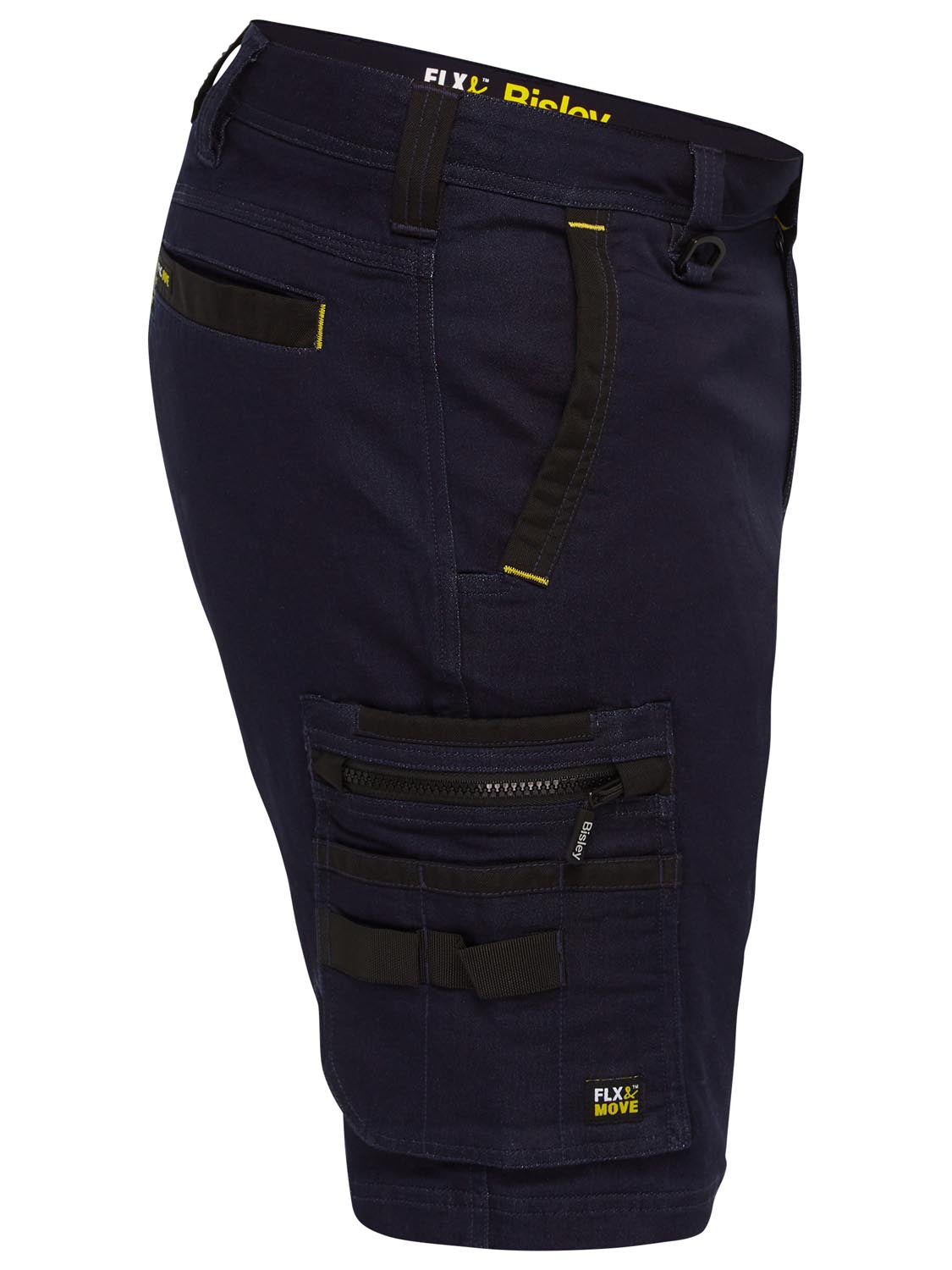 Bisley Flx and Move Stretch Denim Zip Cargo Shorts
