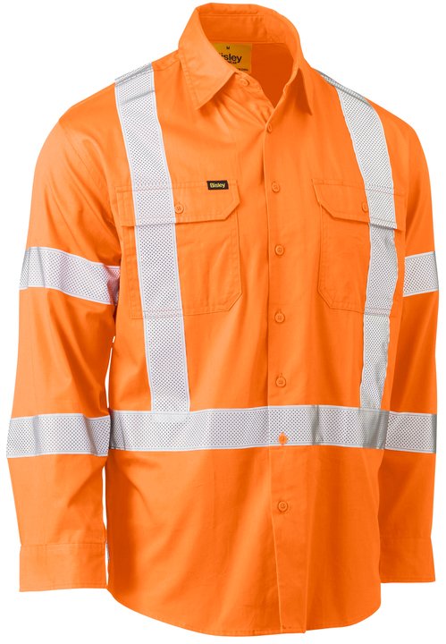 Bisley X Taped Biomotion Hi Vis Cool Lightweight Drill Shirt