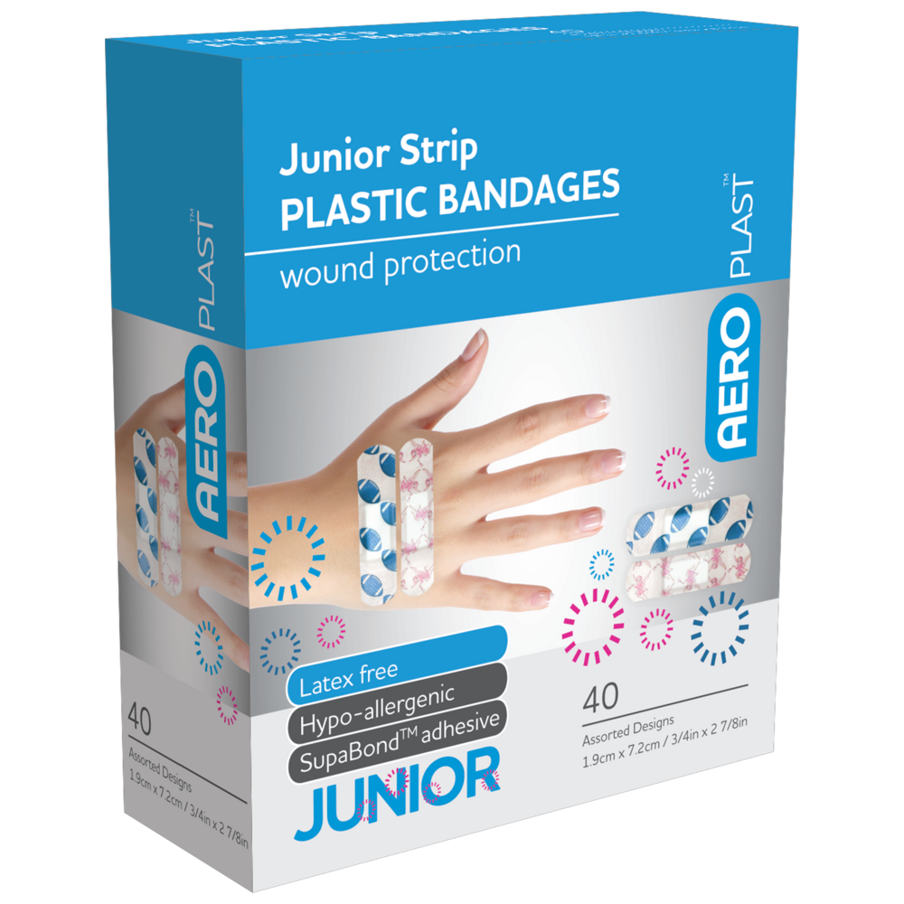 Aero Healthcare AEROPLAST Plastic Junior Strip 7.2 x 1.9cm Box/40
