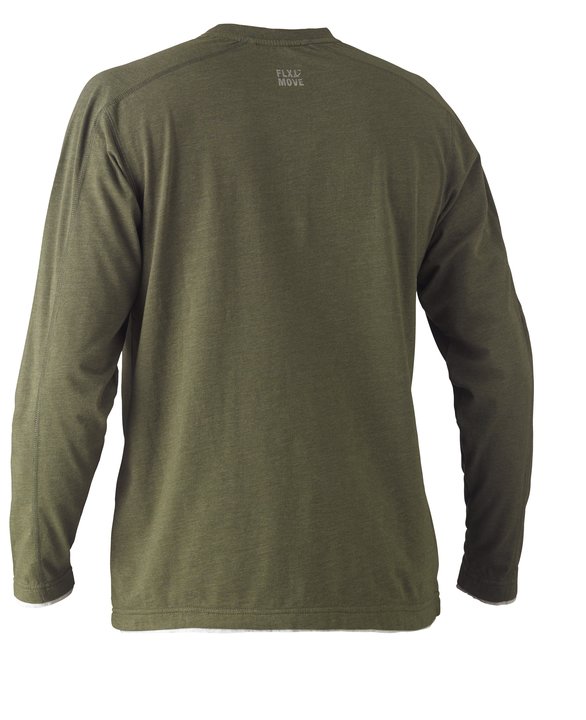 Bisley Flex & Move Cotton Rich Henley Long Sleeve Tee