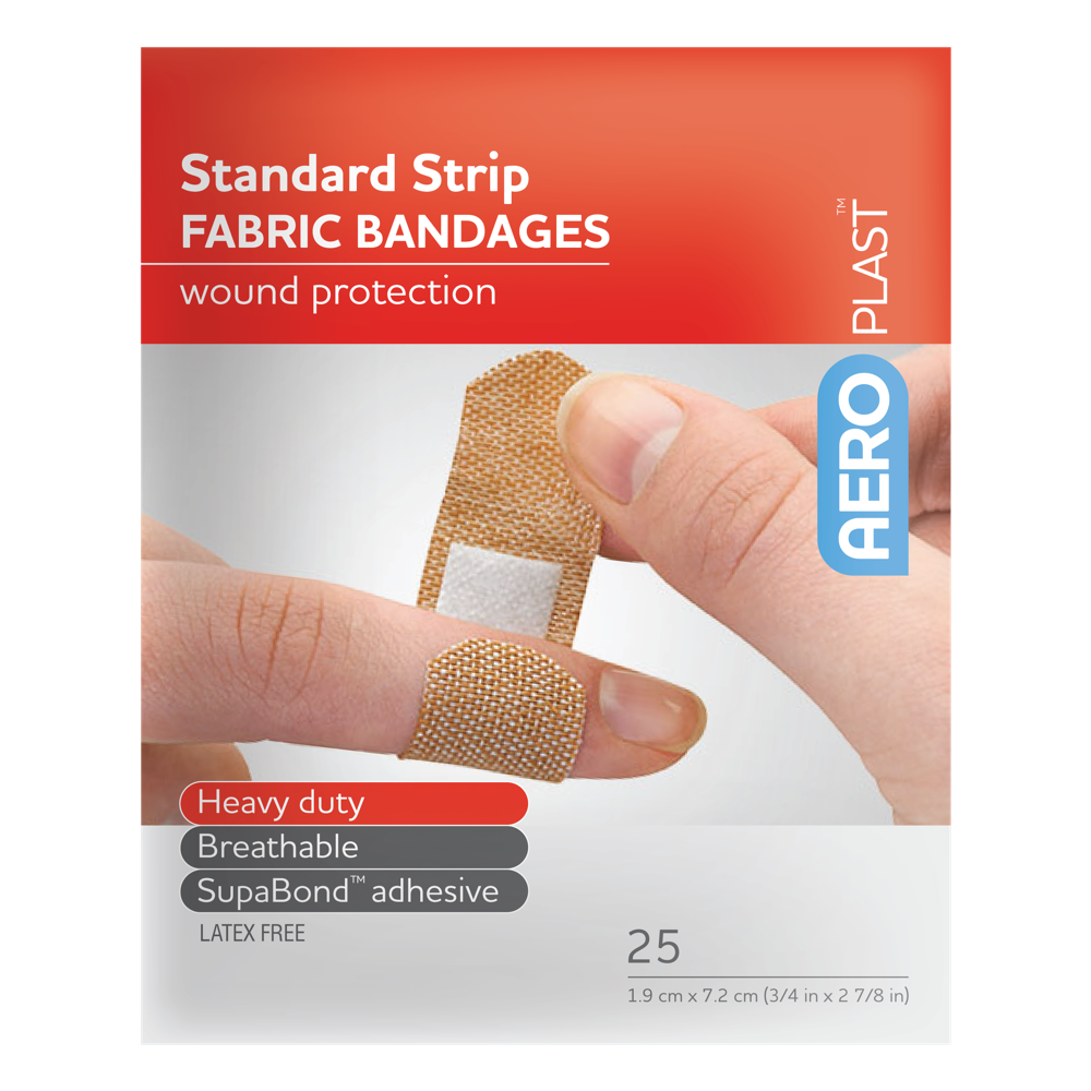 Aero Healthcare AEROPLAST Premium Fabric Standard Strip 7.2 x 1.9cm Env/25