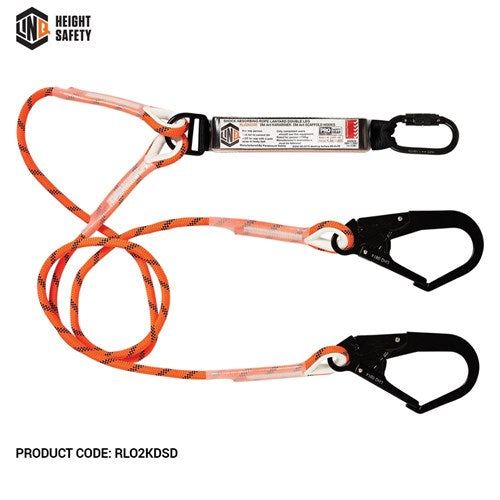 LINQ Double Leg Kernmantle 2M Shock Absorb Rope Lanyard