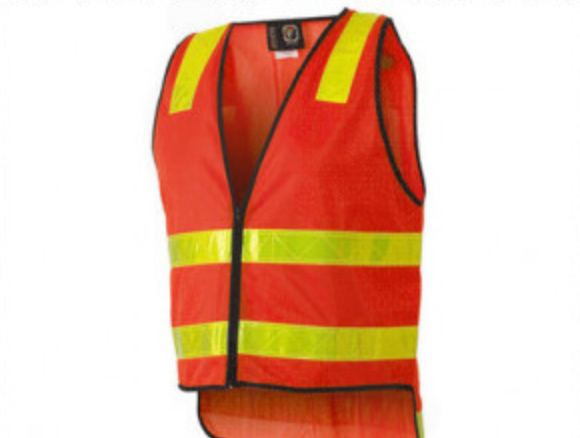 Brahma Hi Vis VIC Roads Flouro Red/Orange Reflective Stripe Vest