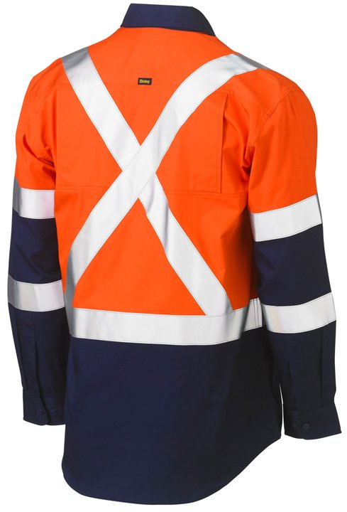 Bisley X Taped Biomotion Two Tone Hi Vis Lightweight Drill Shirt