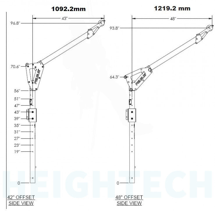 Pelsue Davit arm, mast 1219mm reach- 12m IKAR winch -HRA12